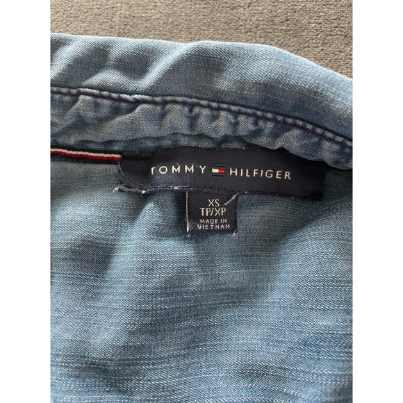 Tommy Hilfiger Denim Chambray Shirt Button Down Top Womens XS Long Sleeve Casual - Picture 5 of 12